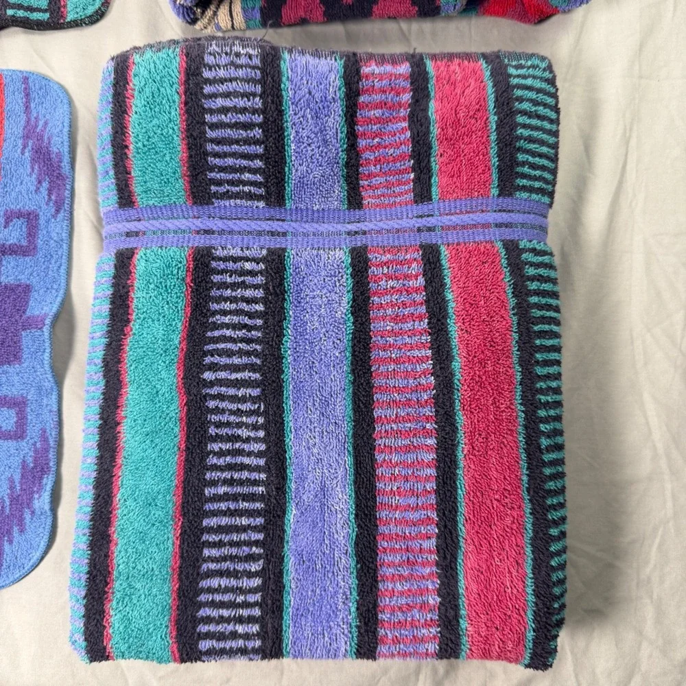 VTG set of 4 Ralph Lauren Cannon Royal Purple Southwestern 2 towels 2 washcloth